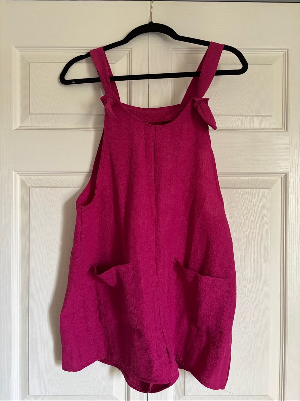 SHEIN Fuchsia Pink Tied-Strap Romper